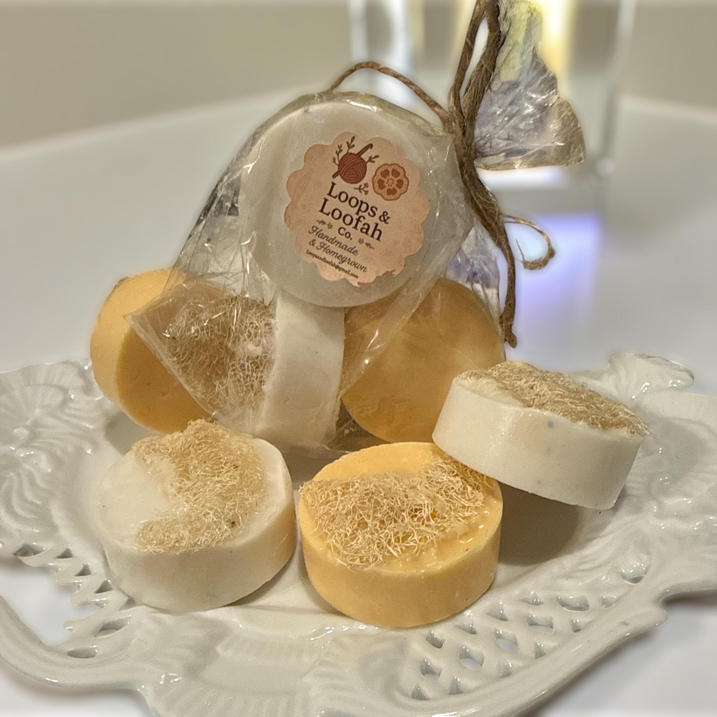 Mini Goat Milk and Loofah Soap "Mini Round Bars"